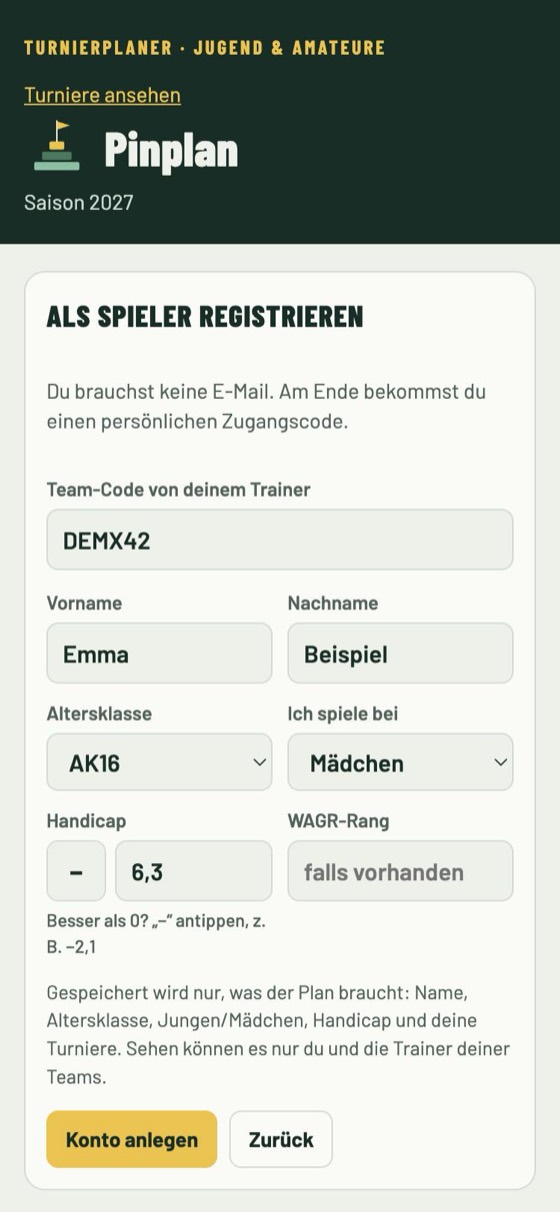 Die Spieler treten bei